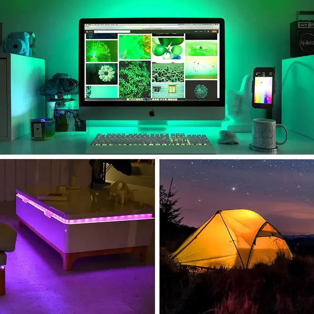 Alt view image 7 of 7 - Rechargeable LED Strip Light 2000mAH Battery Powered Color Changing Strip Lights 6.56ft RGB Rope Lighting with Remote Suitable for Party Shelf Sofa Desk Game Holiday Indoor Decoration