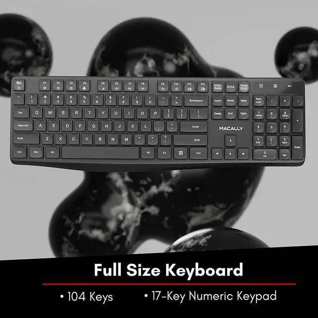 Alt view image 7 of 7 - Macally 2.4G Wireless Keyboard - Full-Size Computer Keyboard Wireless with Numeric Keypad & 13 Shortcut Keys for Windows Desktop, Laptop, or Chromebook with USB Port - Simple & Easy to Use PC Keyboard