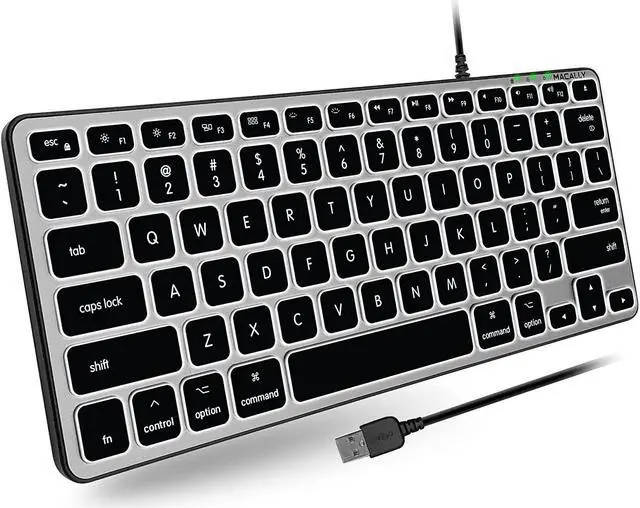 Main image of Macally Backlit Wired Keyboard for Mac | Compatible Apple Keyboard (Small and Compact) Comfortable All Day Typing USB Keyboard for MacBook Pro/Air, iMac, Mac Mini/Pro (Space Grey)