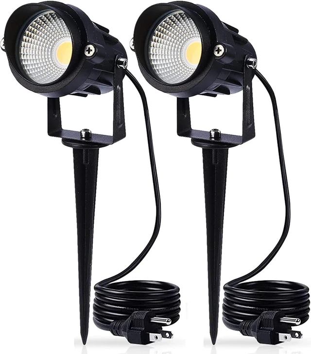 Main image of Outdoor Landscape Lighting 10W,120V AC,Warm White Waterproof LED Landscape Lights for Yard,Patio,Lawn, Wall, Flood,Driveway,Tree Lighting,Metal Ground Stake (2 Packs)