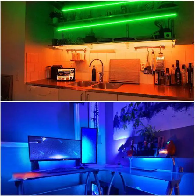 Alt view image 7 of 7 - Waterproof Led Lights for Bedroom 32.8ft (2 Rolls of 16.4ft) Led Strip Lights 300 LEDs Color Changing RGB 44 Keys Remote Controller 12v for Outdoor Room Home Party Christmas Decoration