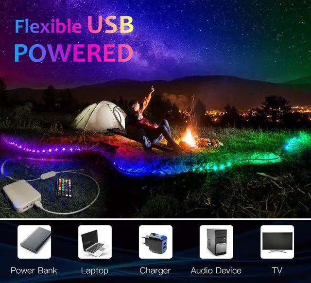 Alt view image 6 of 6 - USB 32.8ft LED Light Strips - 16 Million Colors Changing Built-in Mic Music Mode Smart Circuit Protection Lights Strip with 3 Control Ways(APP+Remote Control+Control Box)