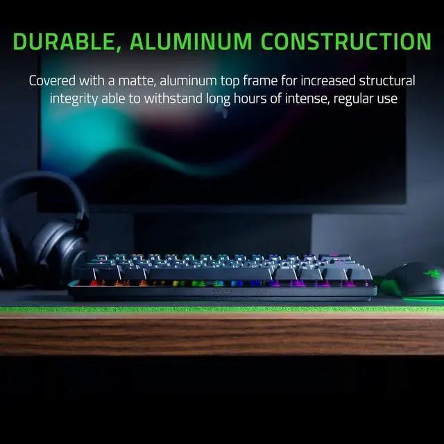 Alt view image 5 of 6 - Mini 60% Gaming Keyboard: Fast Keyboard Switches - Clicky Optical Switches - Chroma RGB Lighting - PBT Keycaps - Onboard Memory Snap Tap - Black