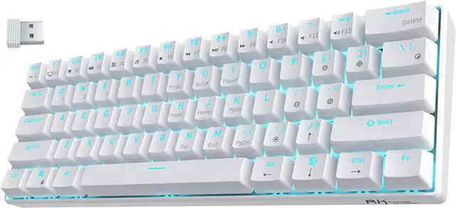 Main image of RK ROYAL KLUDGE RK61 Wireless 60% Mechanical Gaming Keyboard, Ultra-Compact 60 Keys Bluetooth Mechanical Keyboard with Programmable Software (Blue Switch, White)