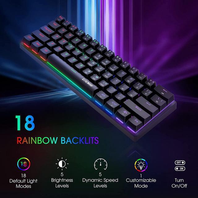 AOOCHASLIY Portable Wired 60% Mechanical Gaming Keyboard, LED Backlit  Compact 61 Keys Mini Wired Office Keyboard with Blue Switch for Windows  Laptop PC (White) : Video Games 