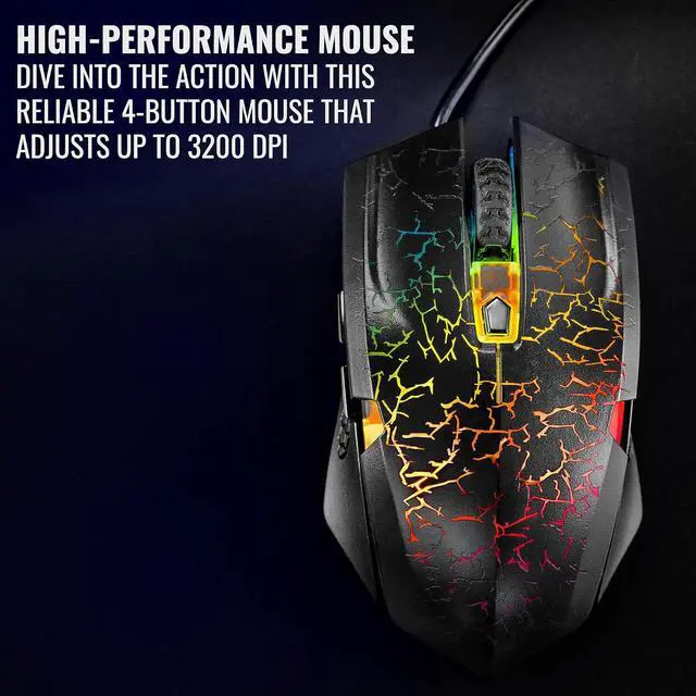 Alt view image 4 of 7 - Ritz Gear RGB Gaming Kit I 4-in-1 LED Combo with Multimedia Keyboard, Optical Mouse, Mouse Pad & Headset with Adapter with CR3-X Bluetooth Monitors and 24 Pack Acoustic Soundproof Wedge Panels