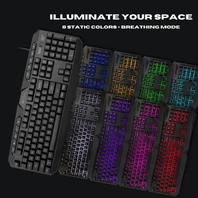Alt view image 4 of 7 - Gaming Keyboard and Mouse and Headset and Mouse Pad, X9 Performance 4 in 1 RGB Gaming Bundle Set Up - Gaming Mouse and Keyboard Combo Kit Works with Xbox One, PS5, PS4