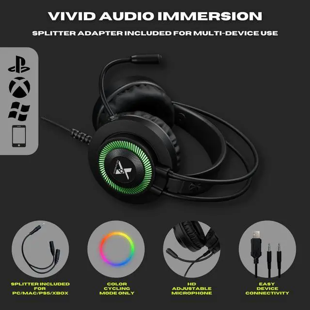 Alt view image 5 of 7 - Gaming Keyboard and Mouse and Headset and Mouse Pad, X9 Performance 4 in 1 RGB Gaming Bundle Set Up - Gaming Mouse and Keyboard Combo Kit Works with Xbox One, PS5, PS4