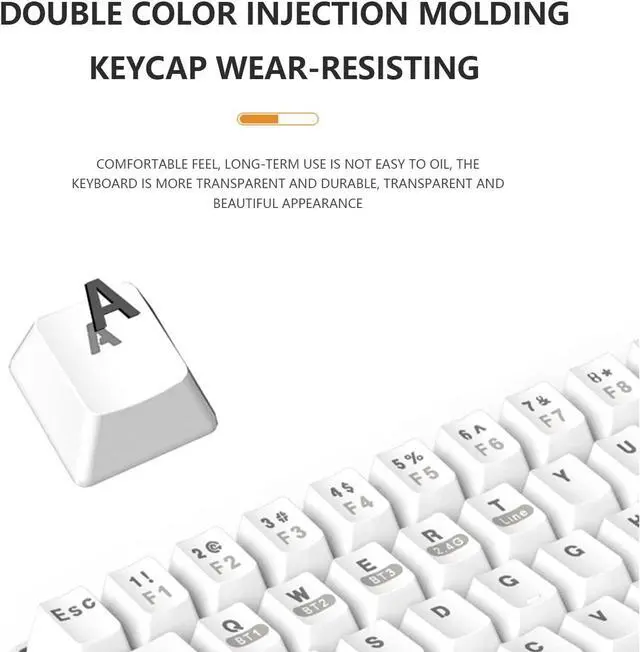 Alt view image 4 of 14 - 68 Keys Blue White Mechanical Gaming Keyboard 60% Keyboard Anti-Ghosting Type-C USB Wired and Wireless Bluetooth Connection mode LED Backlit Keyboard for Computer PC Laptop (Blue Switch) (Blue White)