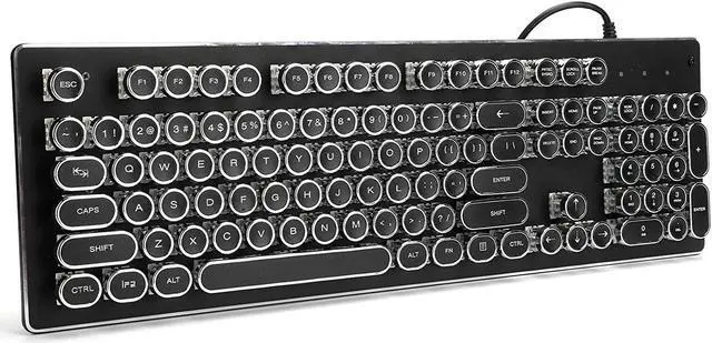 Main image of Gaming Keyboard, Retro Wired Gaming Mechanical Keyboard, Waterproof Ergonomic Mechanical Feeling Keyboard, Key Click with Mixed Light,104 Keys Mixed Light Ergonomic Design (Black)