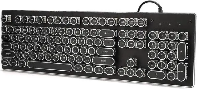 Alt view image 3 of 7 - Gaming Keyboard, Retro Wired Gaming Mechanical Keyboard, Waterproof Ergonomic Mechanical Feeling Keyboard, Key Click with Mixed Light,104 Keys Mixed Light Ergonomic Design (Black)