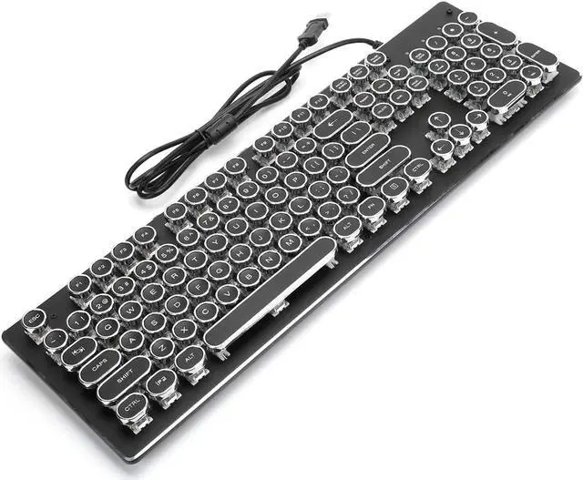 Alt view image 5 of 7 - Gaming Keyboard, Retro Wired Gaming Mechanical Keyboard, Waterproof Ergonomic Mechanical Feeling Keyboard, Key Click with Mixed Light,104 Keys Mixed Light Ergonomic Design (Black)