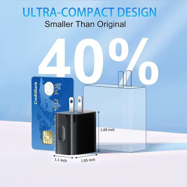 Alt view image 4 of 7 - 20W USB C Fast Charger+Quick Fast Charger 3.0 Wall Charger 5 Pack Dual Port PD Fast Charging Block Power Adapter Compatible iPhone 16/15/14/13/12/11 Pro Max/XS/SE/8 Plus  S20 (Black)