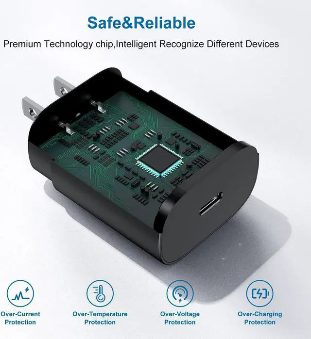 Alt view image 3 of 7 - Type C Charger, 25W PD USB C Wall Charger Super Fast Charging Block 2Pack& 10ft USBC Android Phone Charger Cable Cord for Samsung Galaxy S23 Ultra/ S23+/ S23/ S22 S21 S20 Ultra PLUS FE/Note 20 10/ S10
