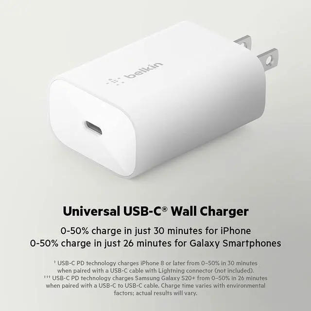 Alt view image 5 of 9 - Belkin 25W USB-C AC Wall Charger Adapter White WCA004DQWH