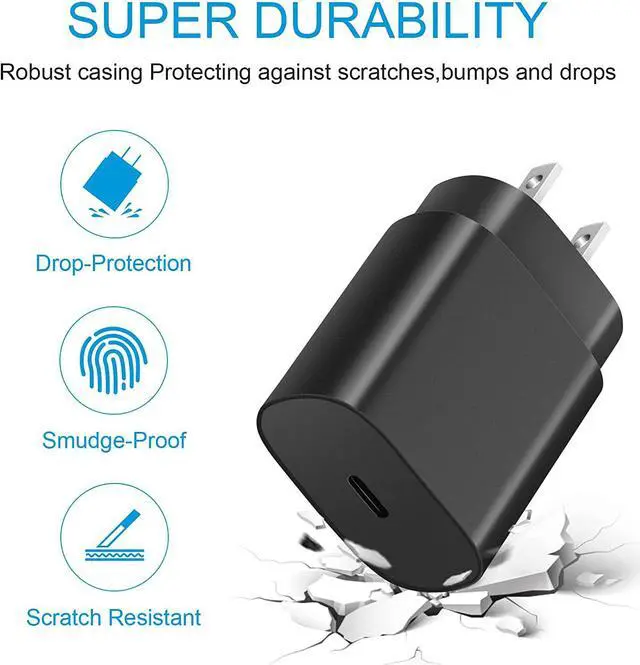 Alt view image 2 of 7 - Type C Charger Fast Charging - 25W USB C Charger Block, Android Phone Wall Charging with 6Ft Type C to C Cable for Galaxy S25 Ultra/S25/S25+/S24 Ultra/S24/S24+/S23/S22 S21/S20/Note 20/Note 10 (Black)