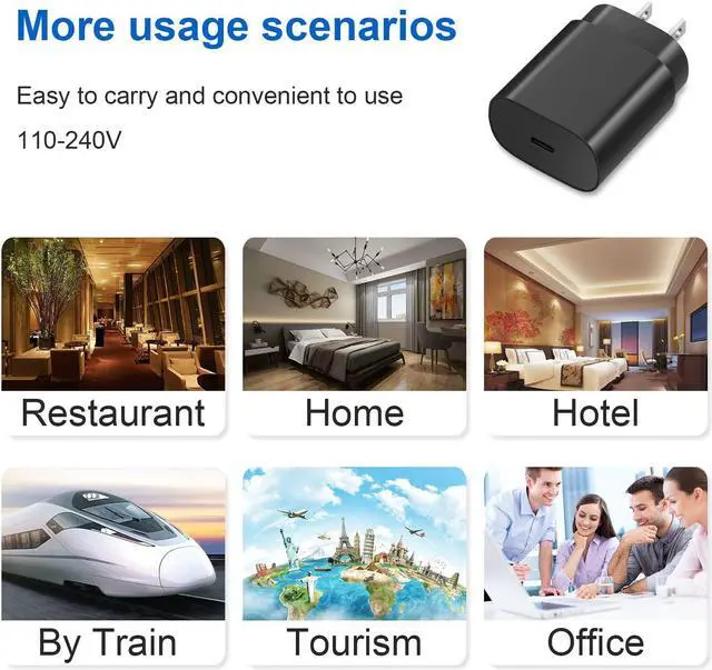 Alt view image 6 of 7 - Type C Charger Fast Charging - 25W USB C Charger Block, Android Phone Wall Charging with 6Ft Type C to C Cable for Galaxy S25 Ultra/S25/S25+/S24 Ultra/S24/S24+/S23/S22 S21/S20/Note 20/Note 10 (Black)
