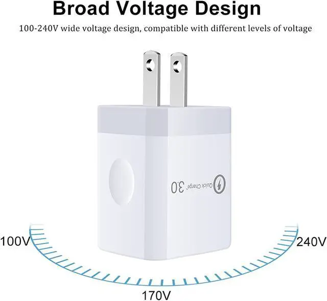 Alt view image 4 of 7 - Quick Charge 3.0 Fast Charger for LG Stylo 4/5/6, LG G5 G6 G7 G8 G8X V20 V30 V40 V50 ThinQ, LG Velvet 5G Wing K51 K61 K71 K92 W41