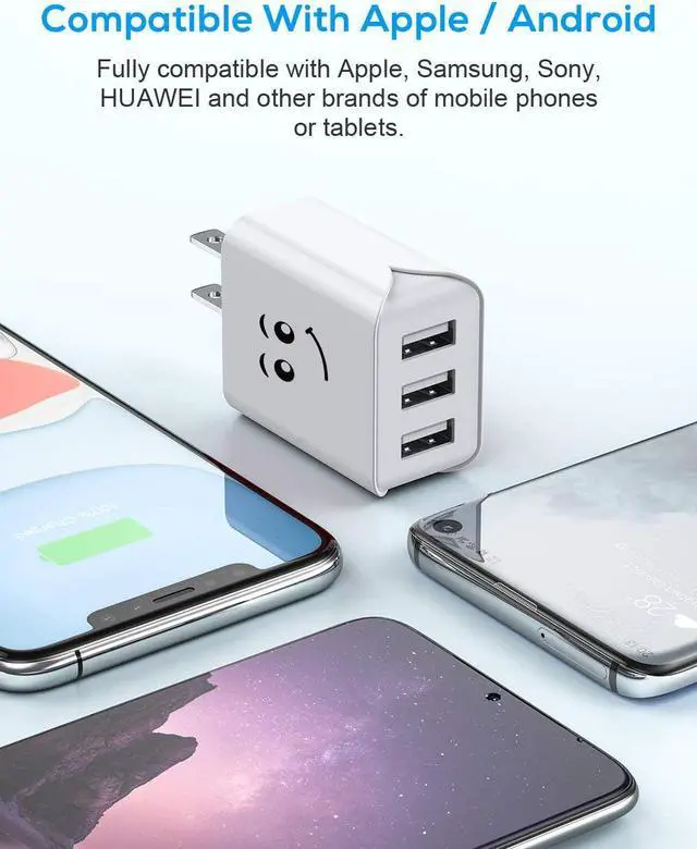 Alt view image 6 of 7 - Upgraded USB Wall Charger, 3.1A 3-Port 3-Pack UL Certified Charging Block USB Plug Cube Compatible for iPhone 11/Xs/XS Max/XR/X/8/7/6/Plus,iPad Air/Mini,Galaxy10/9/8/7,Note9/8,Nexus