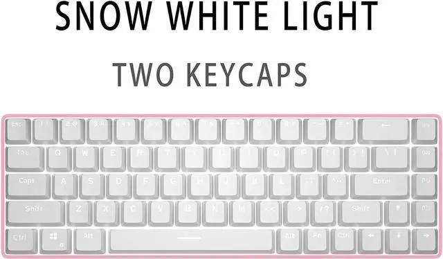 Alt view image 4 of 6 - Pink Gaming Mechanical Keyboard,Compact 68 Keys Anti-ghosting with Blue Switch Cute White Light with Detachable Type-C Keyboard for PC Gamer Windows Laptop Mac/Xbox(Blue Switch, Pink & White)