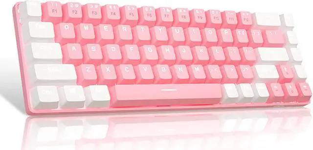 Main image of Pink Gaming Mechanical Keyboard,Compact 68 Keys Anti-ghosting with Blue Switch Cute White Light with Detachable Type-C Keyboard for PC Gamer Windows Laptop Mac/Xbox(Blue Switch, Pink & White)