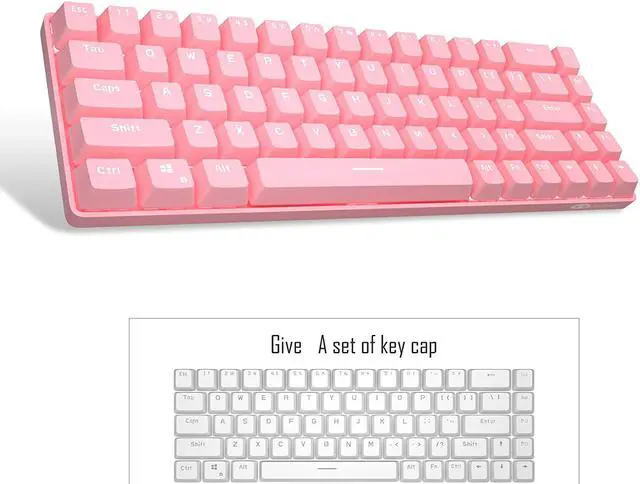 Alt view image 3 of 6 - Pink Gaming Mechanical Keyboard,Compact 68 Keys Anti-ghosting with Blue Switch Cute White Light with Detachable Type-C Keyboard for PC Gamer Windows Laptop Mac/Xbox(Blue Switch, Pink & White)