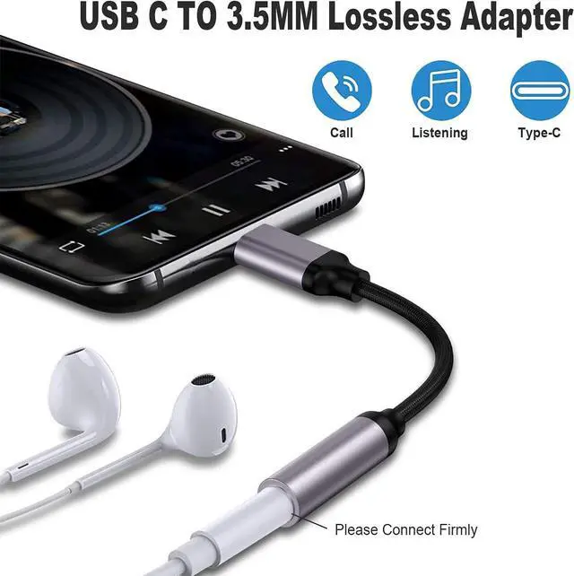 Alt view image 4 of 7 - USB Type C to 3.5mm Female Headphone Jack Adapter-2 pack USB C to Aux Audio Dongle Cable Cord Compatible with Pixel 4 3 2 XL  Galaxy S21 S20 Ultra S20+ Note 20 10 S10 S9 Plus for iPad Pro