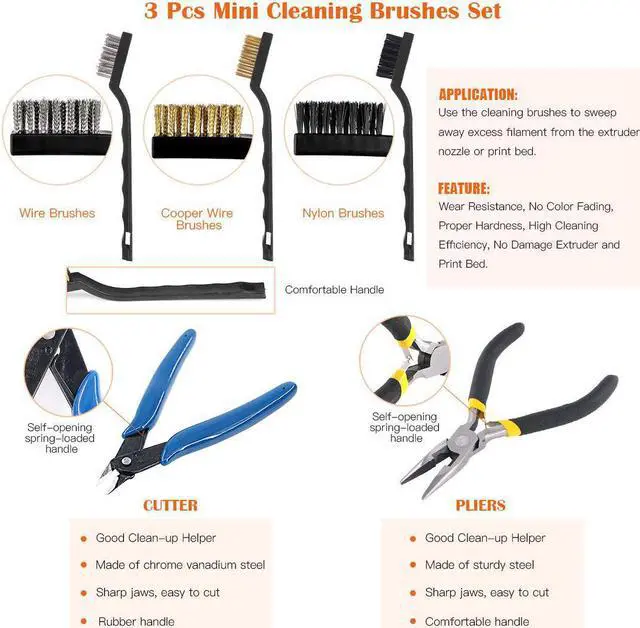 Alt view image 5 of 7 - 42 Piece 3D Print Tool Kit Includes Debur Tool, Cleaning and Removal Tool with Storage Bag, 3D Printer Tool Set for Cleaning, Finishing and Printing 3D Prints