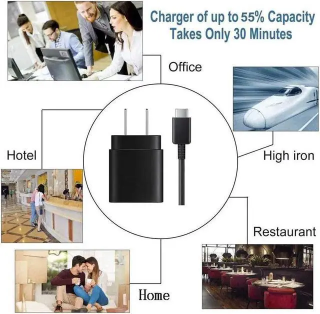 Alt view image 7 of 7 - Samsung USB-C Super Fast Charging Wall Charger-25W PD Charger Adapter with Type-C Cable(6.6ft) for Samsung Galaxy S24/S24 Ultra/S24+/S23/S23 Ultra/S23+/S22/S22+/S22 Ultra/S21/S21+/S21 Ultra/Note20