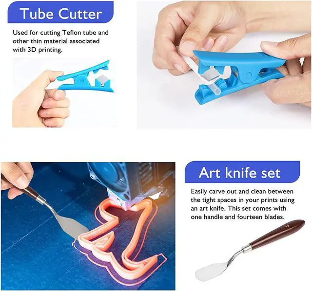 Alt view image 5 of 7 - 45 Pieces 3D Printer Tools Kit, 3D Printing Accessory Includes Deburring Tool, Digital Caliper, Art Knife Set, Tube Cutter, Storage Bag Suitable for 3D Print Removing, Cleaning, Finishing