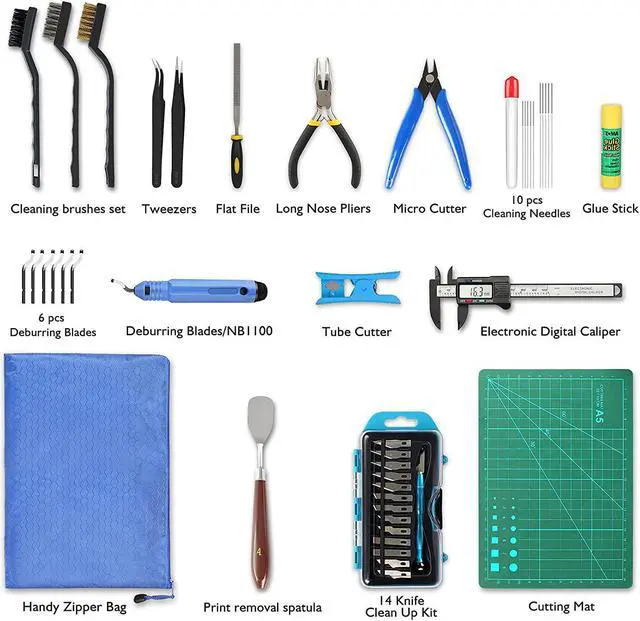 Alt view image 2 of 7 - 45 Pieces 3D Printer Tools Kit, 3D Printing Accessory Includes Deburring Tool, Digital Caliper, Art Knife Set, Tube Cutter, Storage Bag Suitable for 3D Print Removing, Cleaning, Finishing