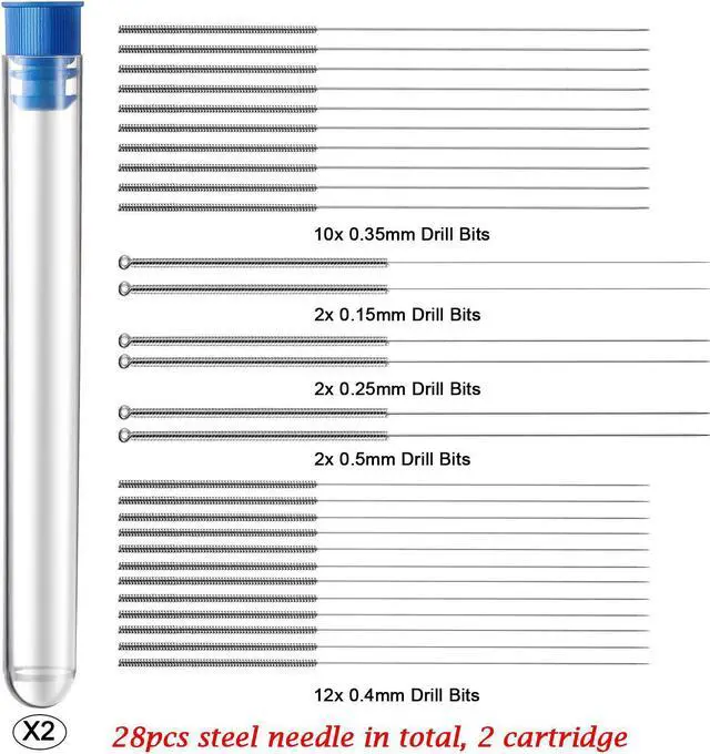 Alt view image 3 of 7 - Frienda 40 Pieces 3D Printer Nozzle Cleaning Kit, 28 Nozzle Cleaners (0.15mm, 0.25mm, 0.35mm, 0.4mm, 0.5mm), 8 Copper Wire Toothbrushes, 2 Tweezers, Storage Boxes