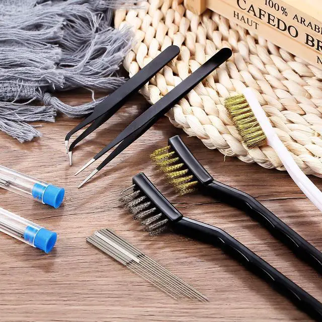Alt view image 7 of 7 - Frienda 40 Pieces 3D Printer Nozzle Cleaning Kit, 28 Nozzle Cleaners (0.15mm, 0.25mm, 0.35mm, 0.4mm, 0.5mm), 8 Copper Wire Toothbrushes, 2 Tweezers, Storage Boxes