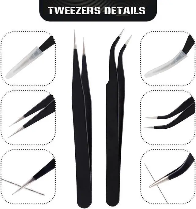 Alt view image 3 of 7 - 3D Printer Nozzle Cleaning Kit with Brush - 10 Pieces 0.4 mm Cleaning Needles 2 Types Sophisticated Tweezers and 2 Pieces Cooper and Stainless Wire Cleaning Brushes