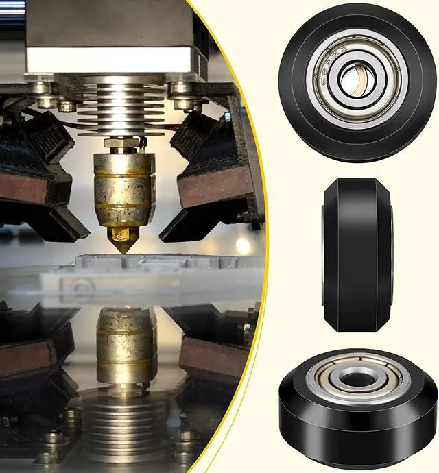 Alt view image 3 of 7 - Honoson 16 Pieces 3D Printer Wheels 3D Printer POM Pulley Wheels 625zz Plastic Pulley Linear Bearing Compatible with Creality CR10, Ender 3, Anet A8 3D Printer Accessories, Black