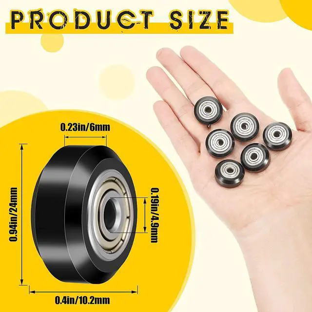 Alt view image 2 of 7 - Honoson 16 Pieces 3D Printer Wheels 3D Printer POM Pulley Wheels 625zz Plastic Pulley Linear Bearing Compatible with Creality CR10, Ender 3, Anet A8 3D Printer Accessories, Black