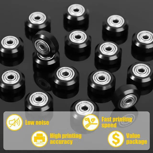Alt view image 4 of 7 - Honoson 16 Pieces 3D Printer Wheels 3D Printer POM Pulley Wheels 625zz Plastic Pulley Linear Bearing Compatible with Creality CR10, Ender 3, Anet A8 3D Printer Accessories, Black