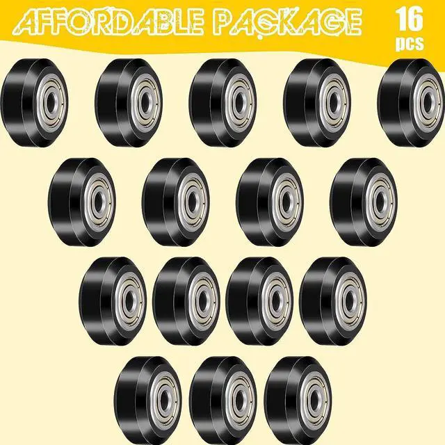 Alt view image 5 of 7 - Honoson 16 Pieces 3D Printer Wheels 3D Printer POM Pulley Wheels 625zz Plastic Pulley Linear Bearing Compatible with Creality CR10, Ender 3, Anet A8 3D Printer Accessories, Black