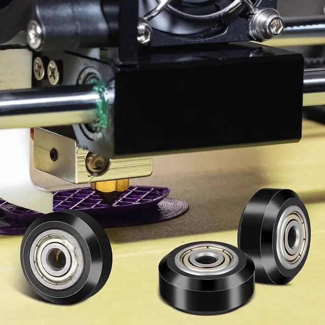 Alt view image 6 of 7 - Honoson 16 Pieces 3D Printer Wheels 3D Printer POM Pulley Wheels 625zz Plastic Pulley Linear Bearing Compatible with Creality CR10, Ender 3, Anet A8 3D Printer Accessories, Black