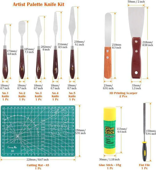 Alt view image 3 of 7 - 40 Piece 3D Printer Accessories Tool Kit, Spatulas,Tweezers,File, Needles,Cutting Mat and More 3D Printing Tools for Removal, Clean-up, Finish 3D Printers
