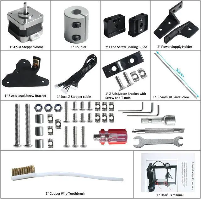 Alt view image 2 of 7 - Ender 3 Dual Z Axis Upgrade Kits for Creality Ender 3,Ender 3 Pro,Ender 3 V2,Voxelab Aquila,with Lead Screw 42-34 Stepper Motor 3D Printer Accessories Parts