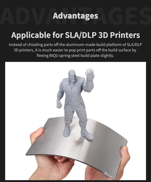 Alt view image 5 of 7 - BIQU Resin Build Plate+Magnetic Sheet,202X128mm Resin Flexible Steel Plate Flex Bed for Anycubic Mono X,Anycubic Photon X,Smart kumitsu KL9 3D Printer(8x5inch),Sliver