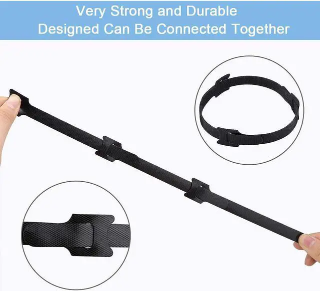 Alt view image 6 of 7 - 60 PCS 6 Inches Reusable Cable Ties Adjustable Cord Straps Cable Organizer Cord Wrap and Hook Loop Cords Management - Black
