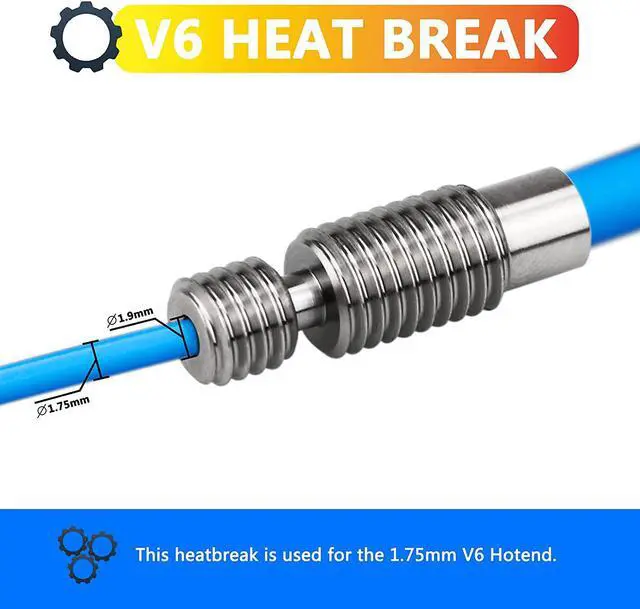 Alt view image 4 of 5 - Pack of 2pcs 3D Printer Super Smooth Titanium Alloy Heat Break All Metal Thermal Barrel Feeding Tube Heatbreak Throat for 1.75MM V6 HOTEND and Titan Aero Extruder use