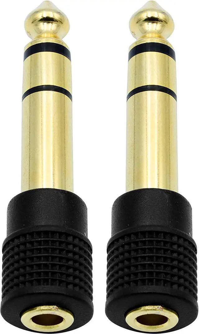 Main image of Audio Adapter 6.35mm (1/4 inch) Male to 3.5mm (1/8 inch) Female Stereo Headphone Connector Gold Plated 2 Pack