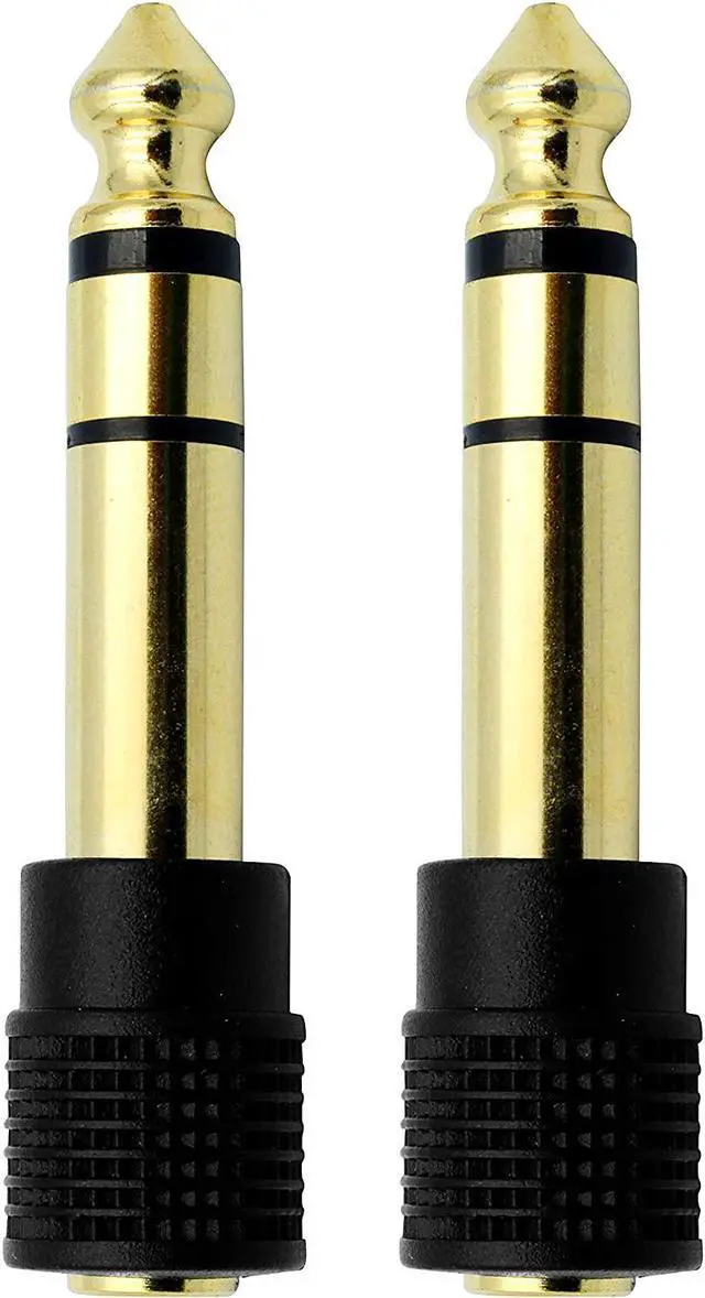 Alt view image 2 of 7 - Audio Adapter 6.35mm (1/4 inch) Male to 3.5mm (1/8 inch) Female Stereo Headphone Connector Gold Plated 2 Pack