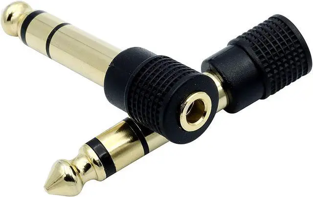 Alt view image 4 of 7 - Audio Adapter 6.35mm (1/4 inch) Male to 3.5mm (1/8 inch) Female Stereo Headphone Connector Gold Plated 2 Pack