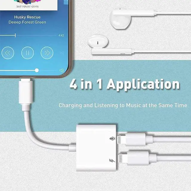 Alt view image 4 of 7 - [Apple MFi Certified] 2PACK iPhone Headphone Adapter 2 in 1 Dual Lightning Port Headphone Audio and Charge Splitter Dongle Headphones Adapter Aux Cord Compatible with iPhone 14/13/12/1 1/SE/XR/X/8/7