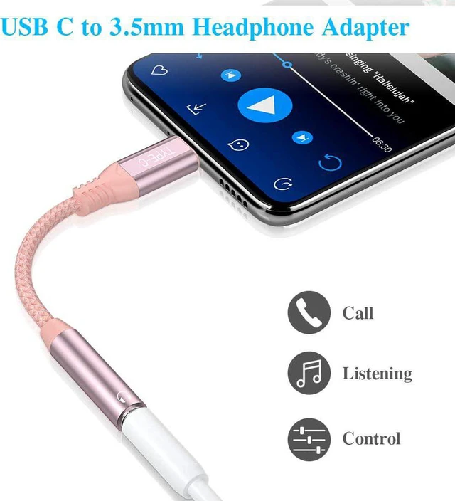 Alt view image 2 of 7 - USB C to 3.5mm Jack Adapter USB C Headphone Adapter for iPhone 18 Pro Max