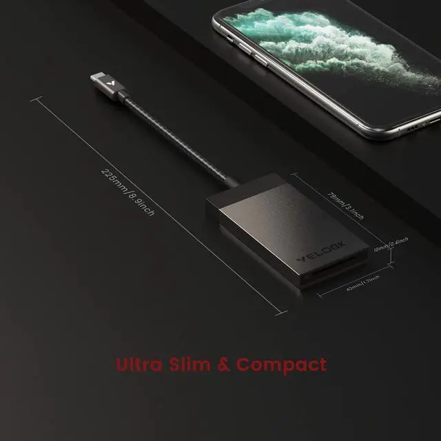 Alt view image 7 of 7 - 3-in-1 CFexpress/XQD/SD 4.0 UHS-II Card Reader USB C, VELOGK Dual-Slot USB 3.2(10Gbps) CFexpress Type B Card Reader Adapter for Android/Windows/Mac OS/Linux, with Brushed Aluminum Case&Portable Pouch